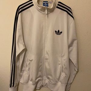 White and black athletic Adidas jacket